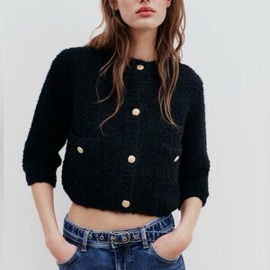 ZARA KNIT CARDIGAN WITH GOLDEN BUTTONS